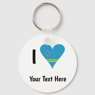 I ( Aruban Flag Heart Love) Your Text Sleutelhanger