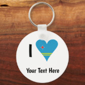 I ( Aruban Flag Heart Love) Your Text Sleutelhanger (Voorkant)