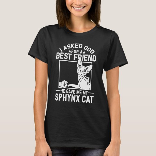 I Asked God For A Best Friend  Sphynx Cat Mom T-shirt (Voorkant)