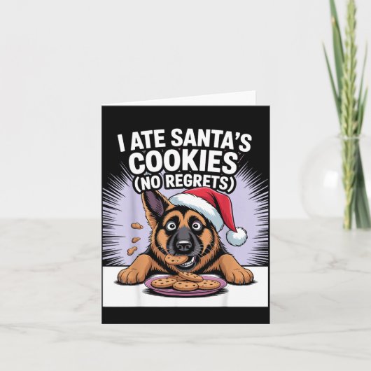 I Ate Santas Cookies Puppy Funny Christmas German Kaart (Voorkant)