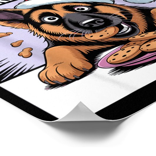 I Ate Santas Cookies Puppy Funny Christmas German Poster (Hoek)