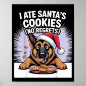 I Ate Santas Cookies Puppy Funny Christmas German Poster (Voorkant)