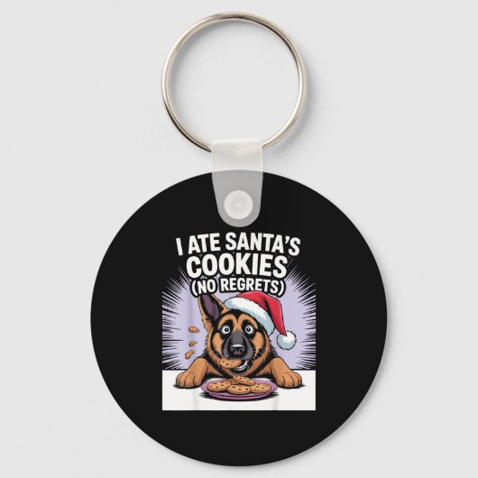 I Ate Santas Cookies Puppy Funny Christmas German  Sleutelhanger (Voorkant)