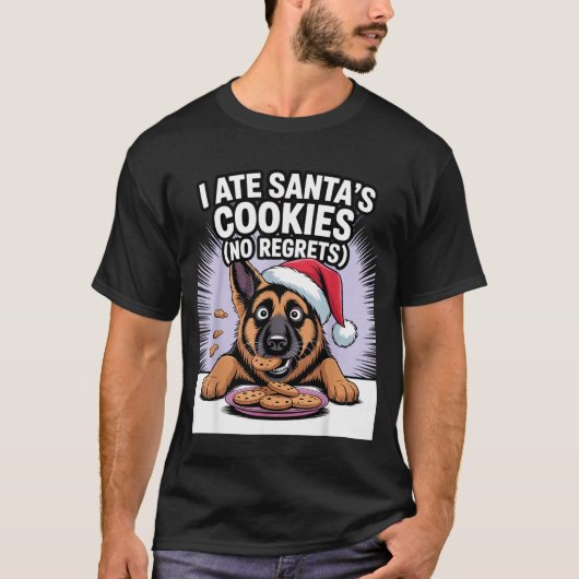 I Ate Santas Cookies Puppy Funny Christmas German T-shirt (Voorkant)