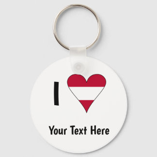 I (Austrian Flag Heart Love) Jouw tekst Sleutelhanger