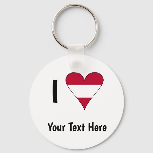 I (Austrian Flag Heart Love) Jouw tekst Sleutelhanger (Voorkant)