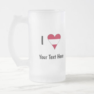 I (Austrian Flag Heart Love) Your Text Matglas Bierpul