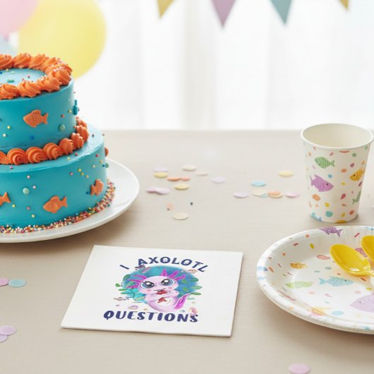 I Axolotl Questions, Cute Kawaii Pink Amphibian Servet