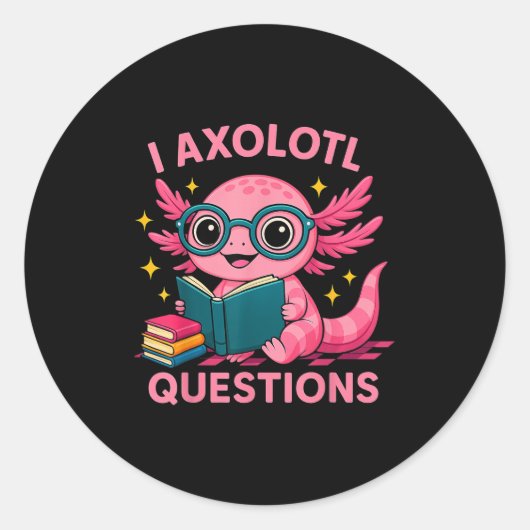 I Axolotl Questions Shirt Adults Youth Kids Retro Ronde Sticker (Voorkant)