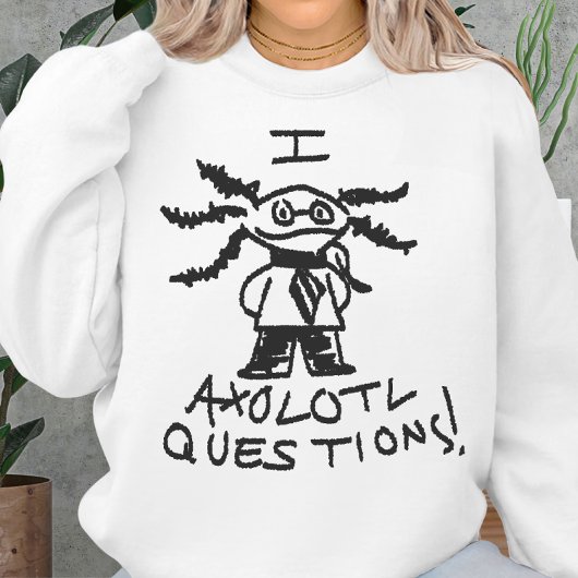 I Axolotl Vragen Pun Hand Getekend Doodle Schets Trui