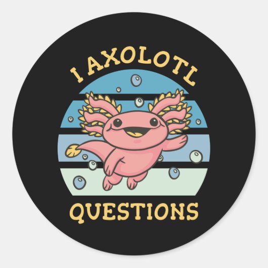 I axolotl vragen ronde sticker (Voorkant)