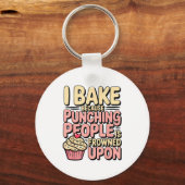 I Bake Because Punching People Is Frowned Un Baker Sleutelhanger (Voorkant)