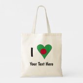 I (Bangladesh Flag Heart Love) Jouw tekst Tote Bag (Achterkant)