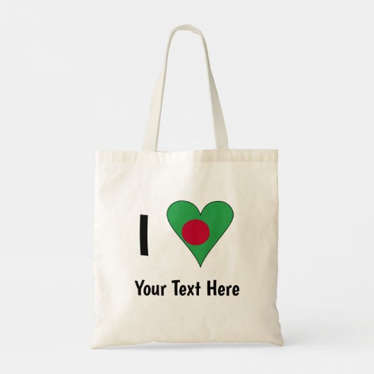 I (Bangladesh Flag Heart Love) Jouw tekst Tote Bag (Achterkant)