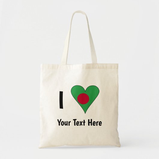 I (Bangladesh Flag Heart Love) Jouw tekst Tote Bag (Voorkant)