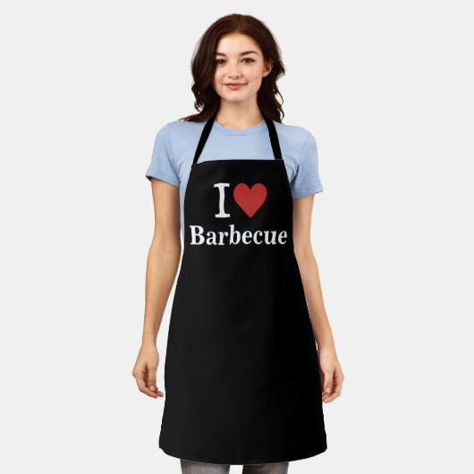 I ❤️ Barbecue voor werknemers CUSTOM Schort (Gedragen)