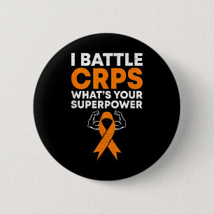 I Battle CRPS Bewustzijn Oranje Ribbon Warrior Vec Ronde Button 5,7 Cm