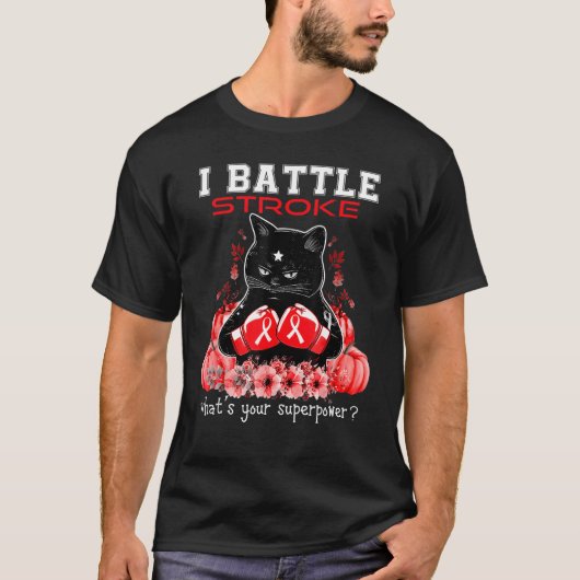 I Battle Stroke Awareness Cat T-shirt (Voorkant)
