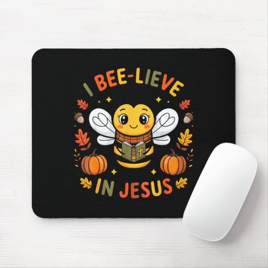 I Bee-lieve In Jesus Fall Christian Thanksgiving S Muismat (Met muis)
