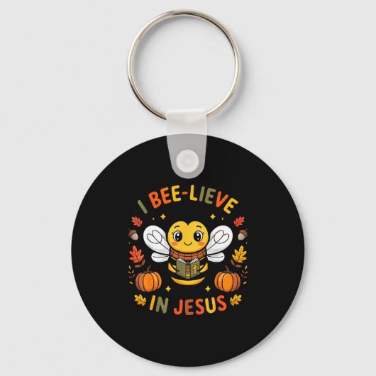 I Bee-lieve In Jesus Fall Christian Thanksgiving S Sleutelhanger (Voorkant)