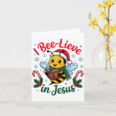 I Bee-lieve In Jesus Gospel Kids Christian Christm Kaart (Gele Bloem)