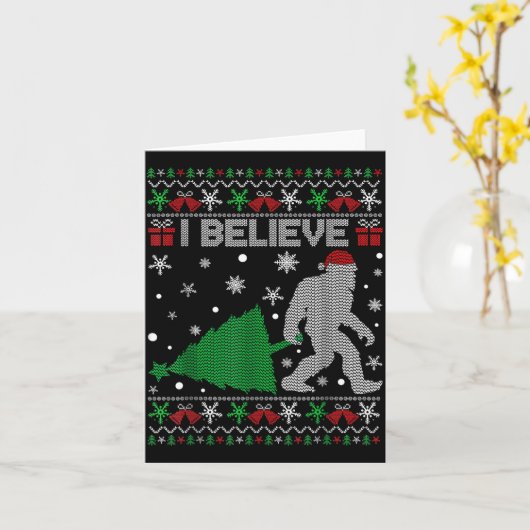 I Believe Big Foot Sasquatch Christmas Kaart (Gele Bloem)