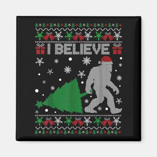 I Believe Big Foot Sasquatch Christmas  Magneet (Voorkant)
