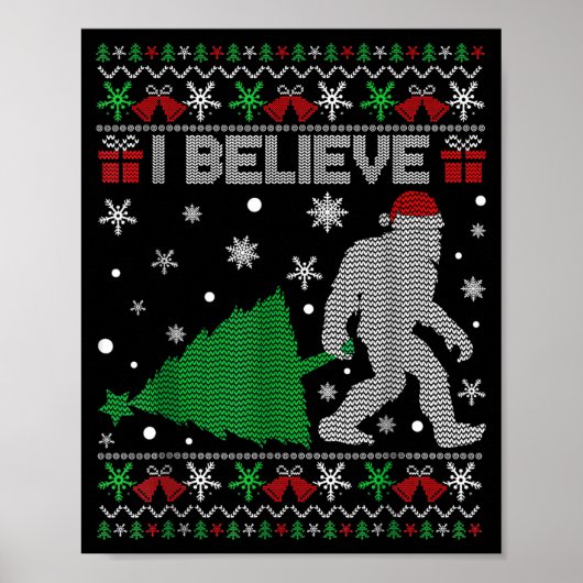 I Believe Big Foot Sasquatch Christmas Poster (Voorkant)