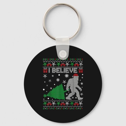 I Believe Big Foot Sasquatch Christmas  Sleutelhanger (Voorkant)