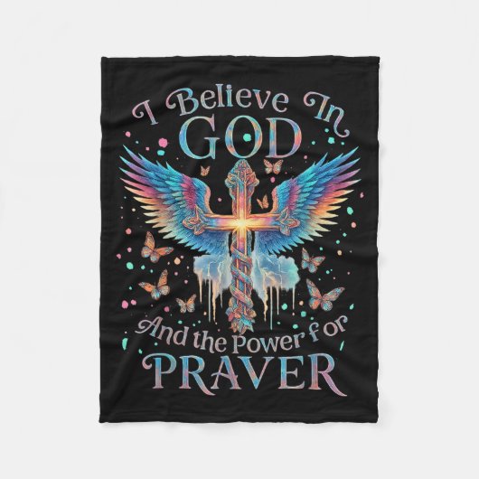 I Believe In God And The Wer Of Prayer Butterfly C Fleece Deken (Voorkant)