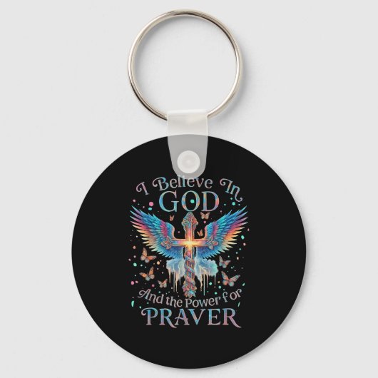 I Believe In God And The Wer Of Prayer Butterfly C Sleutelhanger (Voorkant)