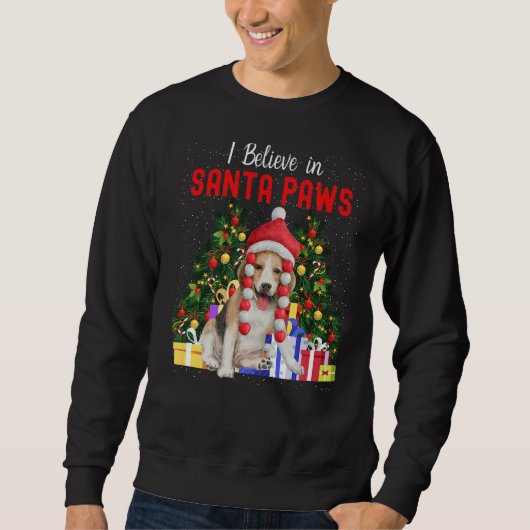 I Believe In Santa Paws Cute Christmas Beagle Pup Trui (Voorkant)