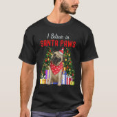 I Believe In Santa Paws   Pug     Cute Christmas P T-shirt (Voorkant)