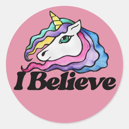 I Believe in Unicorns Ronde Sticker (Voorkant)
