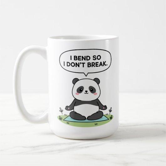 “I Bend So I Don’t Break” panda design Koffiemok (Links)