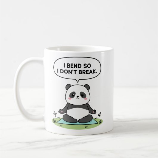 “I Bend So I Don’t Break” panda design Koffiemok (Links)