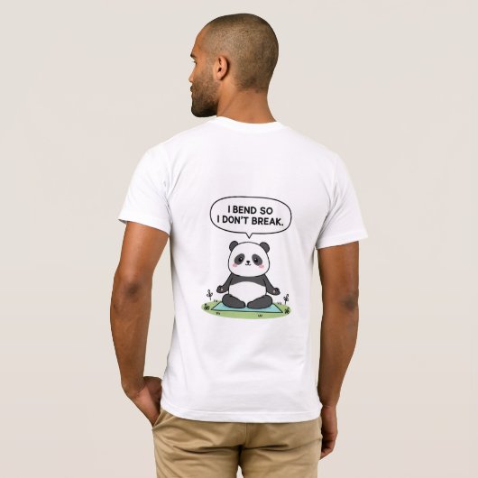 “I Bend So I Don’t Break” panda design T-shirt (Achterkant volledig)
