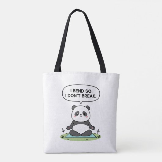 “I Bend So I Don’t Break” panda design Tote Bag (Achterkant)