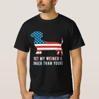 I Bet My Weiner is Langer dan de Amerikaanse patri T-shirt
