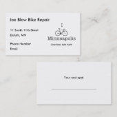 I Bike Minneapolis Afsprakenkaartje (Voorkant / Achterkant)