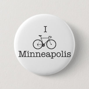 I Bike Minneapolis - Zwarte tekst Ronde Button 5,7 Cm