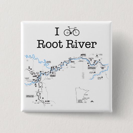 I Bike Root River Vierkante Button 5,1 Cm (Voorkant)