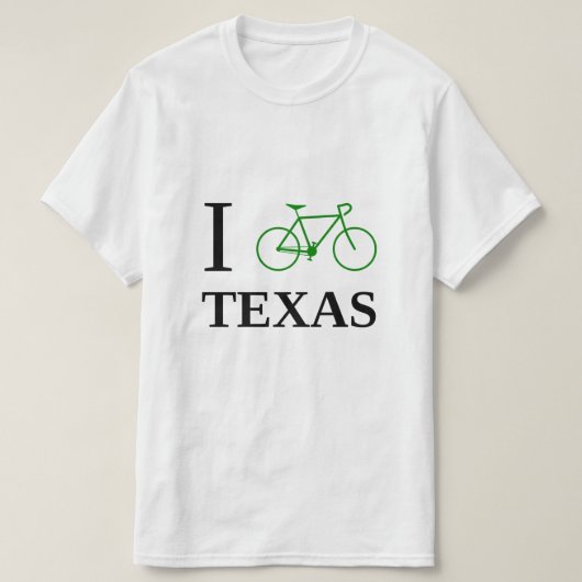 I Bike TEXAS (groen fietspictogram) T-shirt (Design voorkant)
