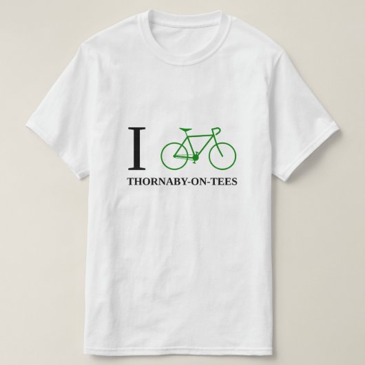 I Bike THORNABY-ON-T-SHIRT (Green Bicycle Icon) T-shirt (Design voorkant)