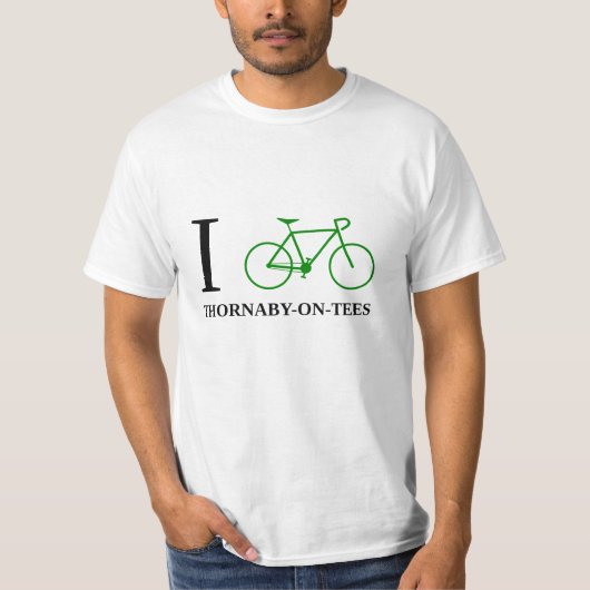 I Bike THORNABY-ON-T-SHIRT (Green Bicycle Icon) T-shirt (Voorkant)
