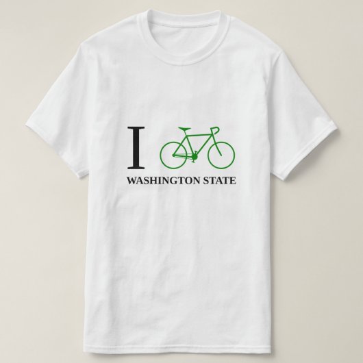 I Bike WASHINGTON STATE (Green Bicycle Icon) T-shirt (Design voorkant)