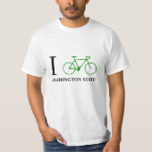 I Bike WASHINGTON STATE (Green Bicycle Icon) T-shirt (Voorkant)