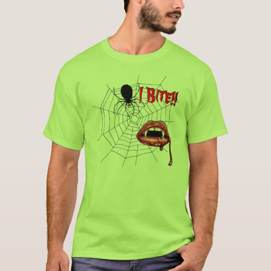 I Bite Mannen of Weemens T-Shirt {Kalm Groen} (Voorkant)