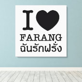 I Black Heart (Love) Farang Canvas Afdruk (Insitu (Houten vloer))