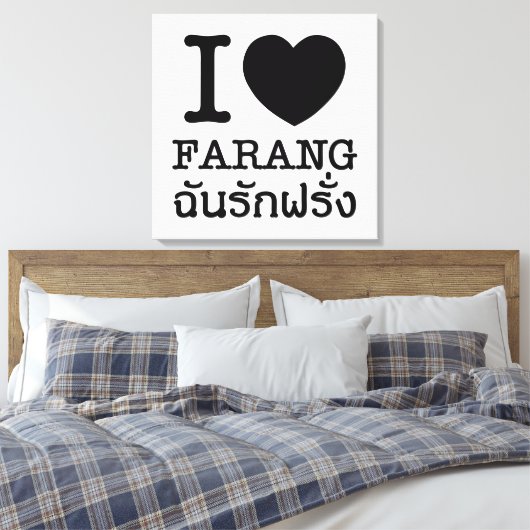 I Black Heart (Love) Farang Canvas Afdruk (Insitu (Slaapkamer))